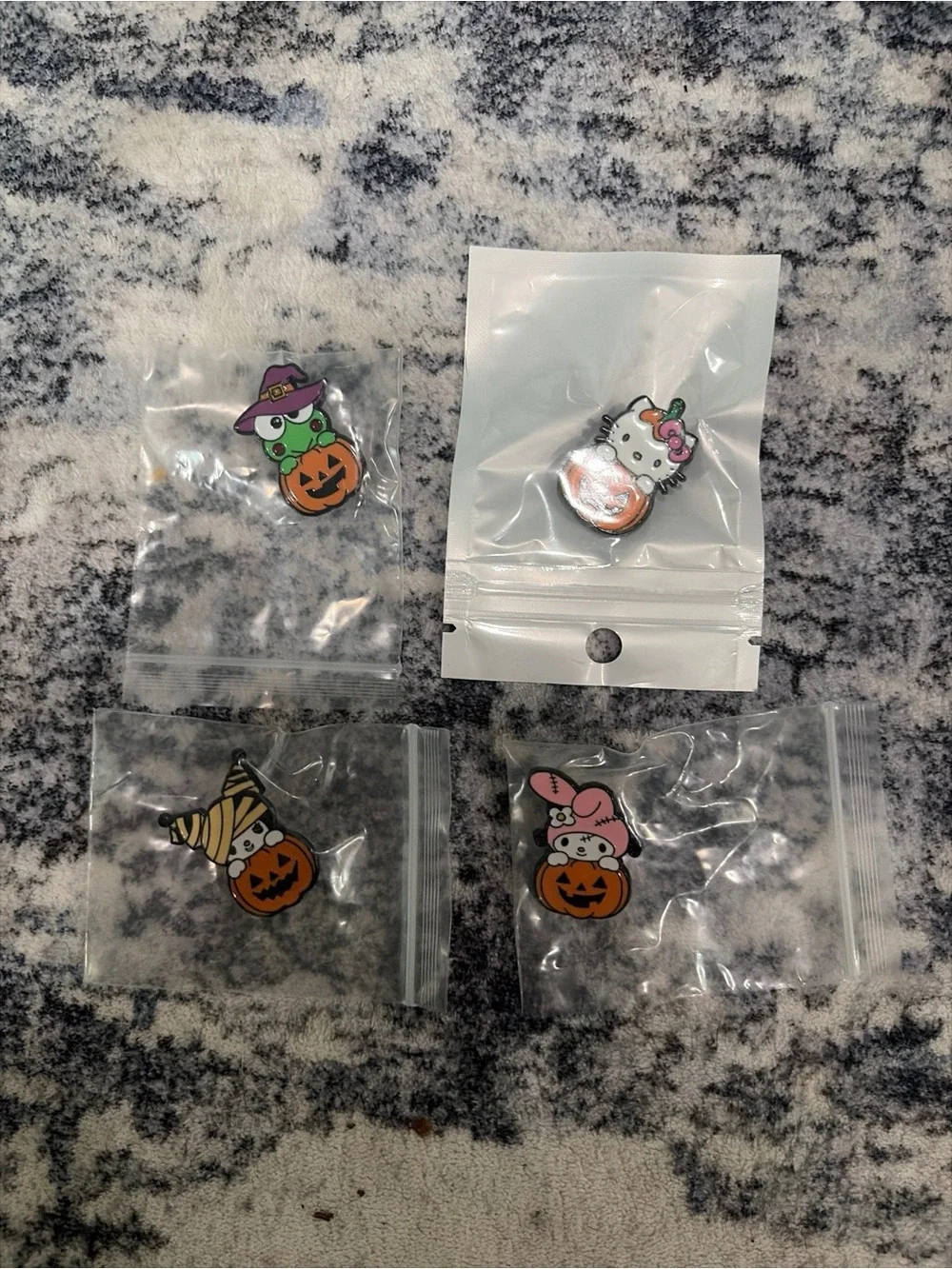 New Sanrio Halloween Enamel lapel Pin Set of 4- Hello Kitty, My Melody, Keroppi
